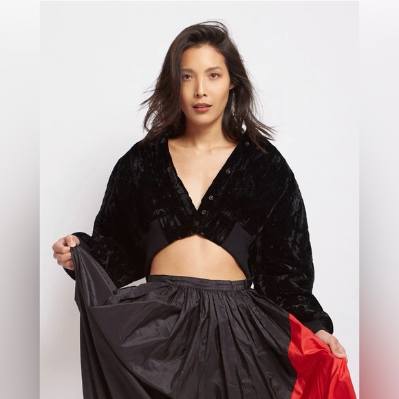 VINTAGE BETSEY JOHNSON QUILTED VELVET CROPPED BOMBER JACKET S M L OS - Picture 7 of 8